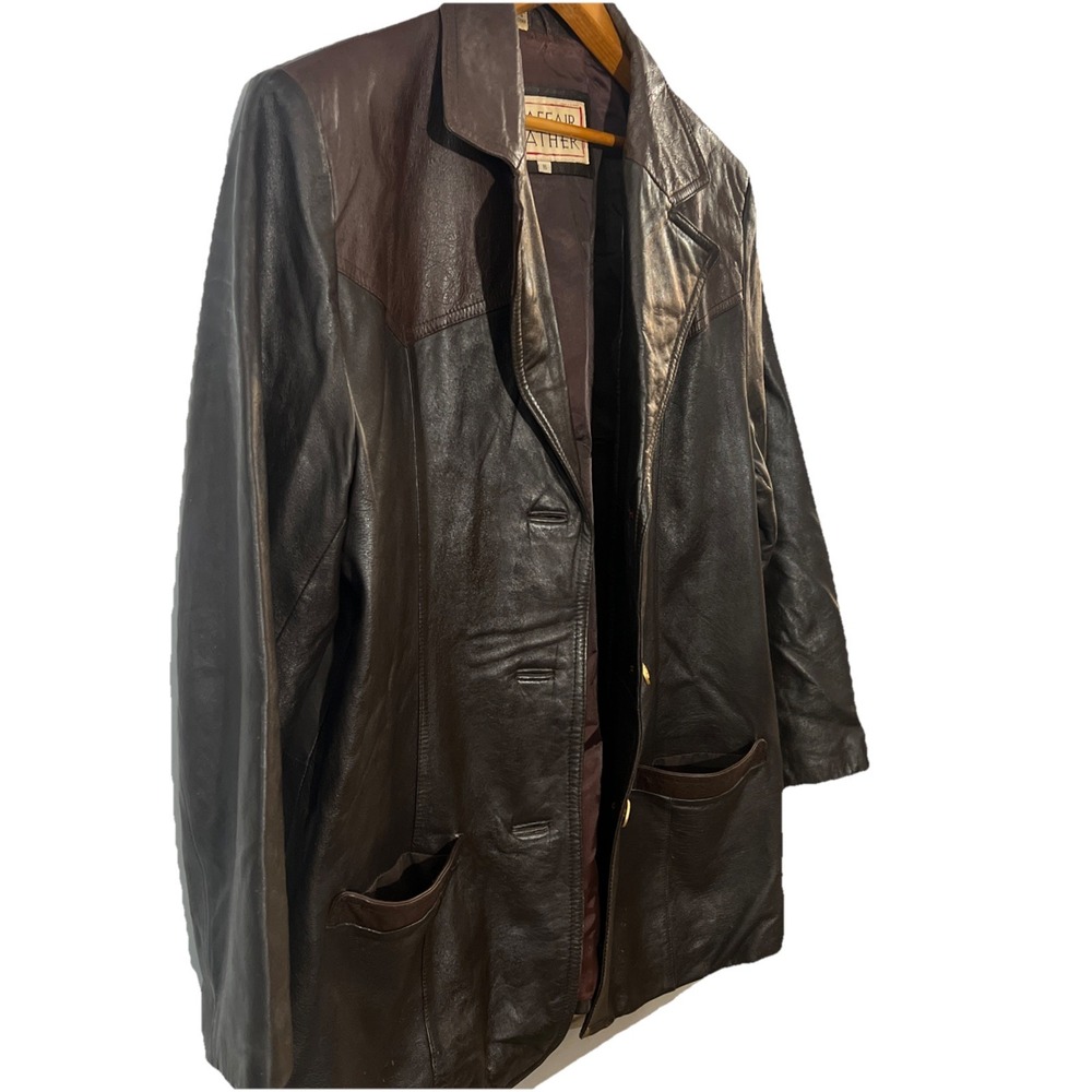 Braefair Leather Brown Genuine Leather Jacket Coat Women's Size 16 - Picture 4 of 13